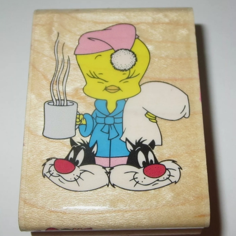 New Bed Time Tweety Rubber Stamp Bird Sylvester Ca